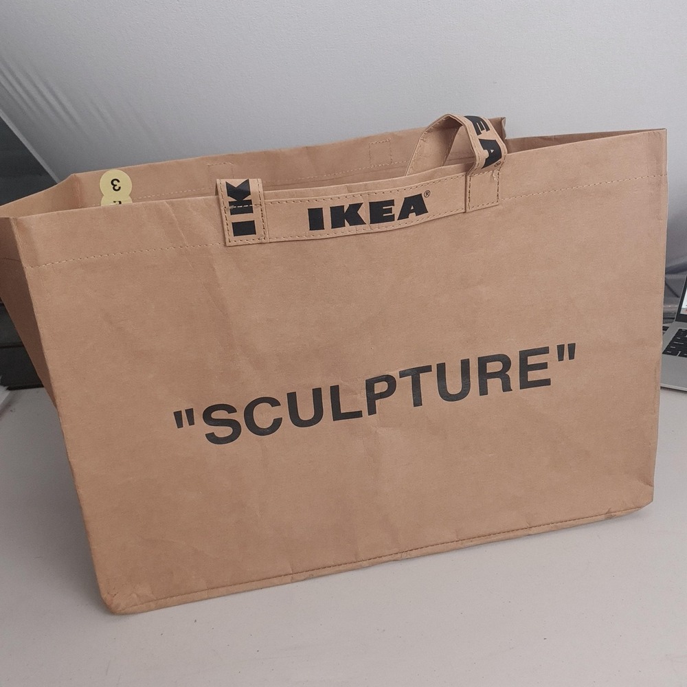IKEA MARKERAD Sculpture Tote Bag Extra Large Brown Kraft Paper Virgil Abloh